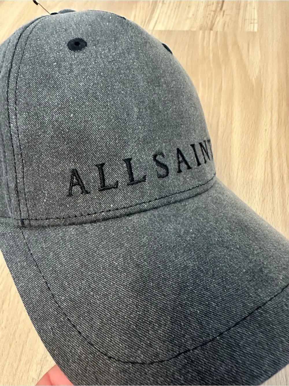 NWT All Saints Large Logo Washed Black Baseball Cap
